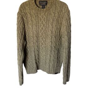 VTG Abercrombie & Fitch Chunky Fisherman Sweater M Cable Knit Crewneck Wool